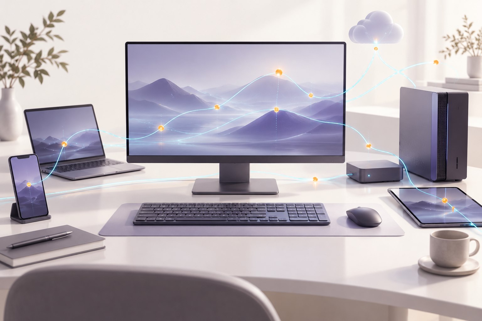 Windows电脑与数据连接路线场景